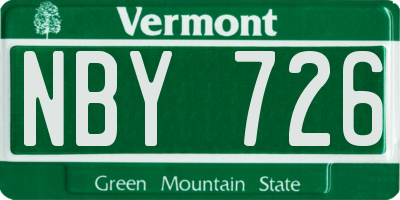 VT license plate NBY726