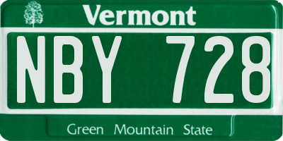 VT license plate NBY728