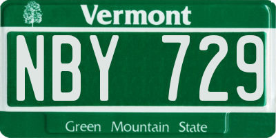 VT license plate NBY729