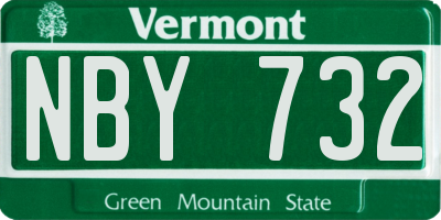 VT license plate NBY732