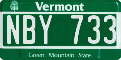 VT license plate NBY733