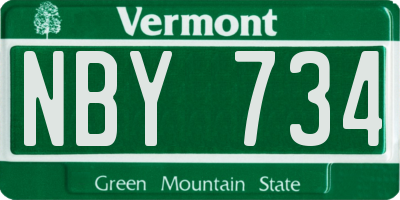 VT license plate NBY734