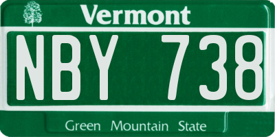 VT license plate NBY738