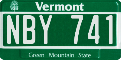 VT license plate NBY741