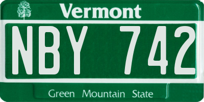 VT license plate NBY742