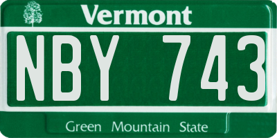 VT license plate NBY743
