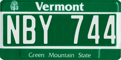 VT license plate NBY744