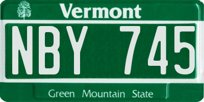 VT license plate NBY745