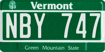 VT license plate NBY747