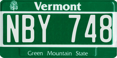 VT license plate NBY748