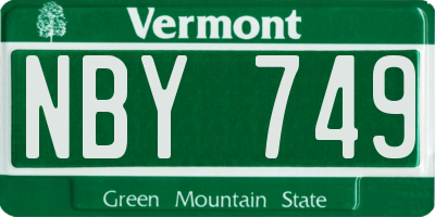 VT license plate NBY749