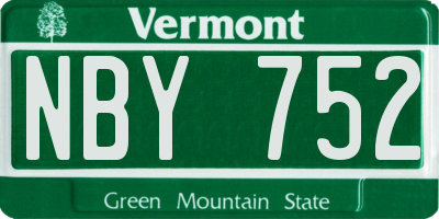 VT license plate NBY752