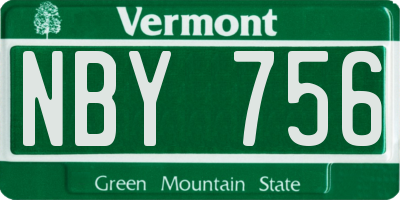 VT license plate NBY756