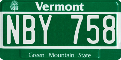 VT license plate NBY758