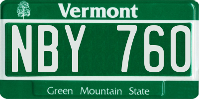 VT license plate NBY760