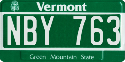 VT license plate NBY763