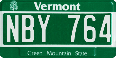 VT license plate NBY764