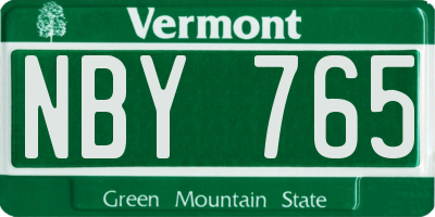 VT license plate NBY765
