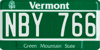 VT license plate NBY766
