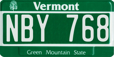 VT license plate NBY768