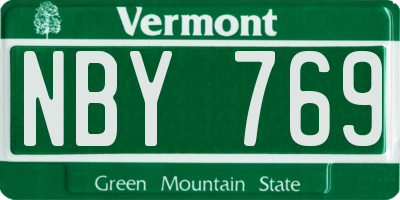 VT license plate NBY769