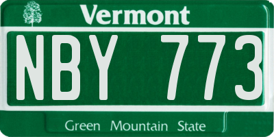 VT license plate NBY773