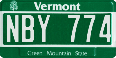 VT license plate NBY774