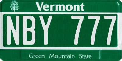 VT license plate NBY777