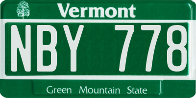 VT license plate NBY778