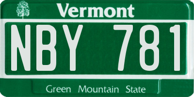 VT license plate NBY781