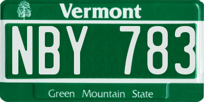 VT license plate NBY783
