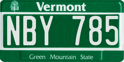 VT license plate NBY785