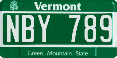 VT license plate NBY789