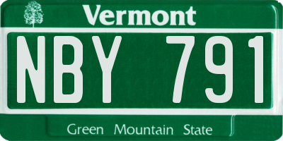VT license plate NBY791