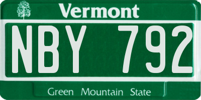 VT license plate NBY792