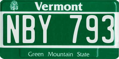 VT license plate NBY793