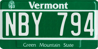 VT license plate NBY794