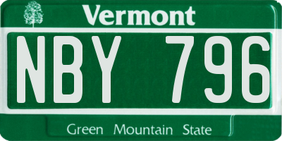 VT license plate NBY796