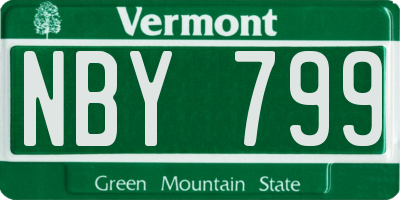 VT license plate NBY799