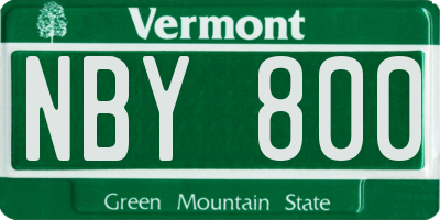 VT license plate NBY800