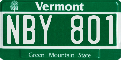 VT license plate NBY801