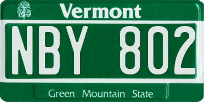 VT license plate NBY802