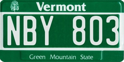 VT license plate NBY803
