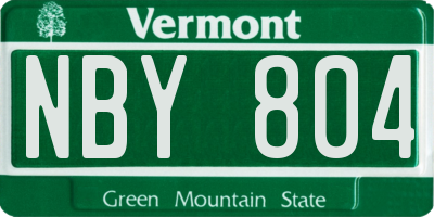 VT license plate NBY804
