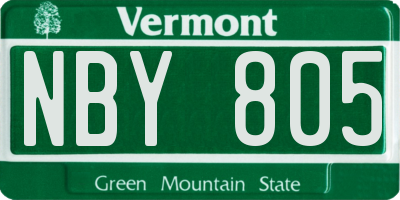 VT license plate NBY805