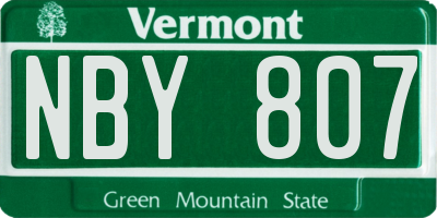 VT license plate NBY807