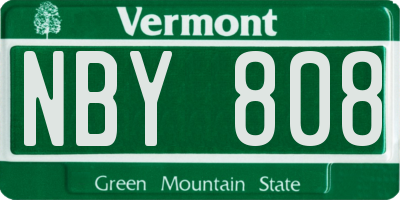 VT license plate NBY808