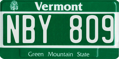 VT license plate NBY809