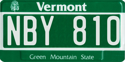 VT license plate NBY810
