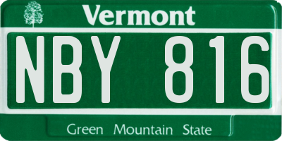 VT license plate NBY816